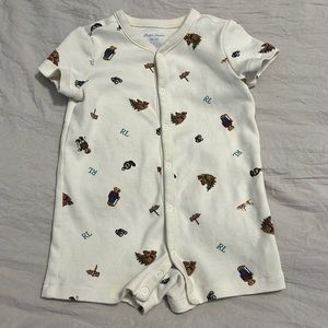 Ralph Lauren baby button down romper 3 months